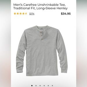 LL Bean mens Carefree Henley